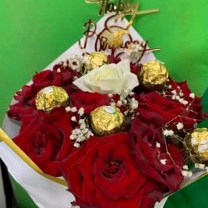 Bouquet Gourmand Roses Rouges & Rocher