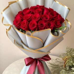 Bouquet Impérial Roses Rouges & Écrin Ruban
