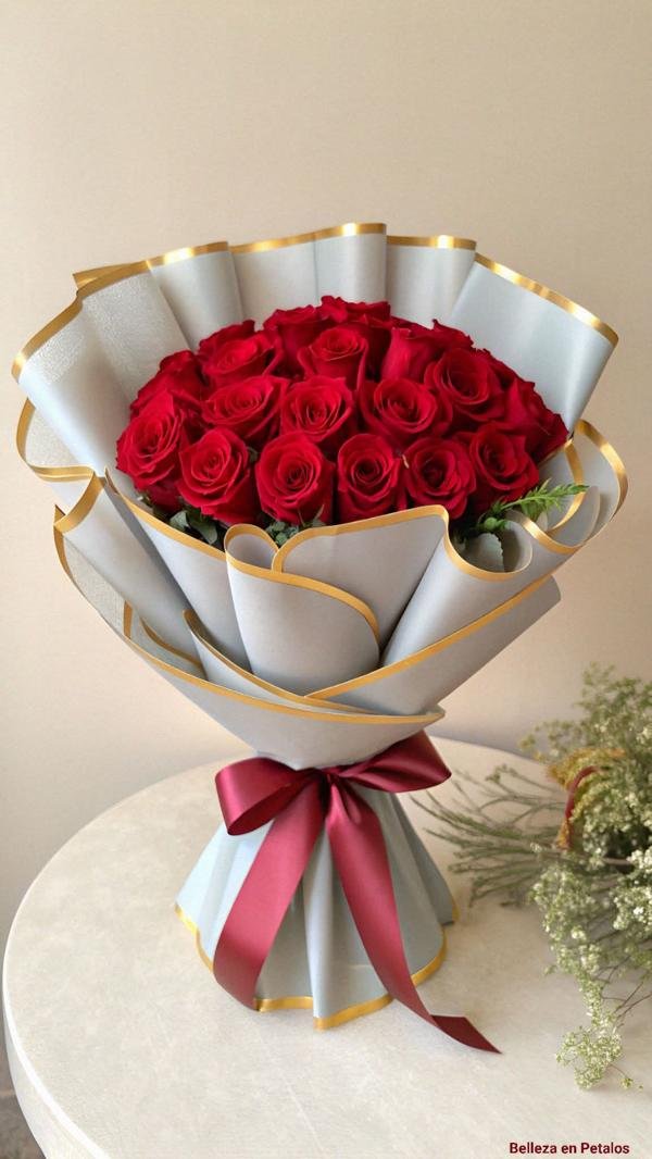 Bouquet Impérial Roses Rouges & Écrin Ruban